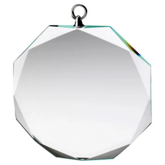 CLEAR GLASS OCTAGON MEDAL (6mm THICK) - 2.75in