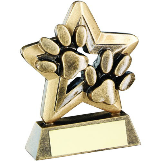 Brz/gold Dog Paws Trophy Mini Star Trophy - 3.75in (95mm)