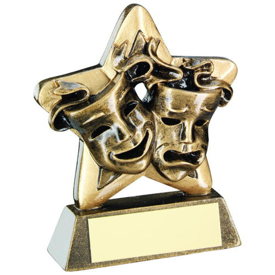 Brz/gold Drama Masks Mini Star Trophy - 3.75in (95mm)