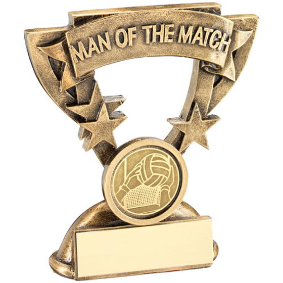 Brz/gold Man Of The Match Mini Cup With Gaelic Football Insert Trophy - 3.75in (95mm)