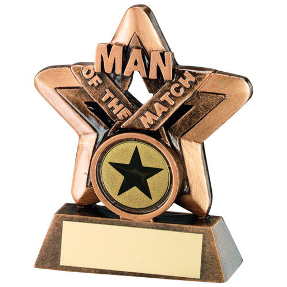Brz/gold Man Of The Match Mini Star Trophy -  (1in Centre) 3.75in (95mm)