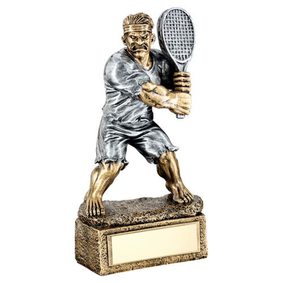 Brz/pew Tennis 'beasts' Figure Trophy - 6.75in (171mm)