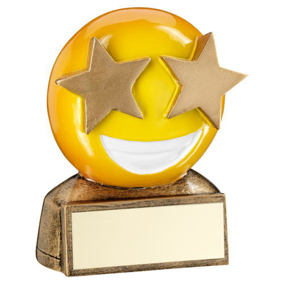 Brz/yellow 'star Eyes Emoji' Figure Trophy -   2.75in (70mm)