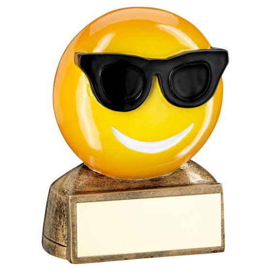 Brz/yellow/black 'sunglasses Emoji' Figure Trophy - 2.75in (70mm)