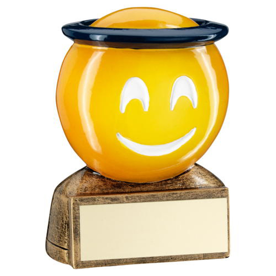 Brz/yellow/blue 'halo Emoji' Figure Trophy -   2.75in (70mm)