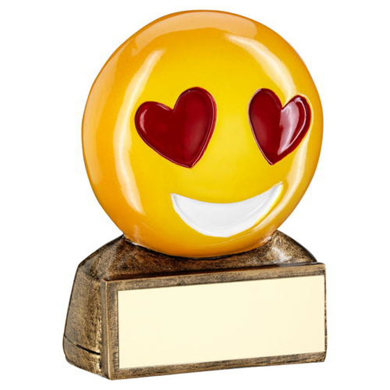Brz/yellow/red 'heart Eyes Emoji' Figure Trophy - 2.75in (70mm)