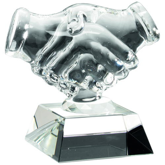 Clear Glass 'handshake' On Base - 4.25in (108mm)