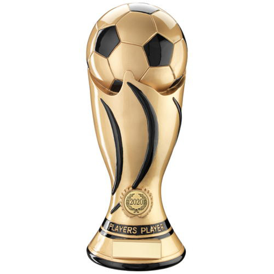 Gold/black Football Swirl Column Trophy (1in Centre) - Players Player - 11in (279mm)