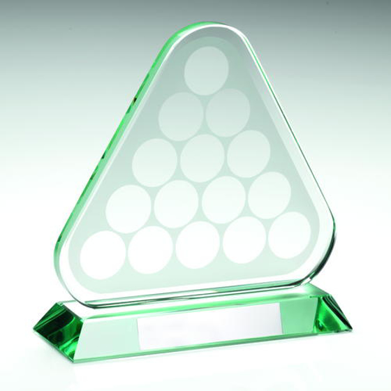 Jade Glass Pool/snooker Balls In Triangle Trophy - 6.75in (171mm)