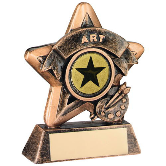 Mini Star 'art' Trophy - Brz/gold Art (1in Centre) 3.75in (95mm)