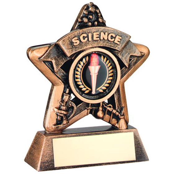 Mini Star 'science' Trophy - Brz/gold Science    (1in Centre) 3.75in (95mm)