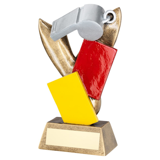 Silv/brz Referee Whistle With Red And Yellow Cards Trophy - 6.75in (171mm)
