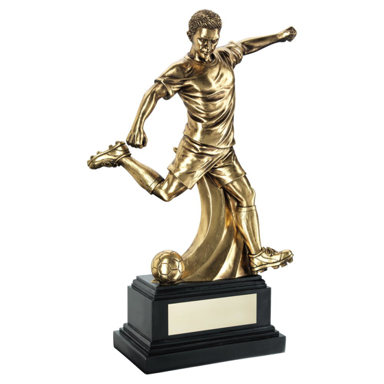 Antique Gold Premium Male Football Figure On Black Base Trophy - 16in (406mm)