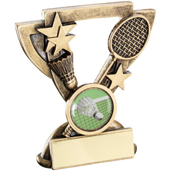 Brz/gold Badminton Mini Cup Trophy - (1in Centre) 4.25in (108mm)
