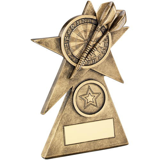 Brz/gold Darts Star On Pyramid Base Trophy - (1in Centre) - 6in (152mm)