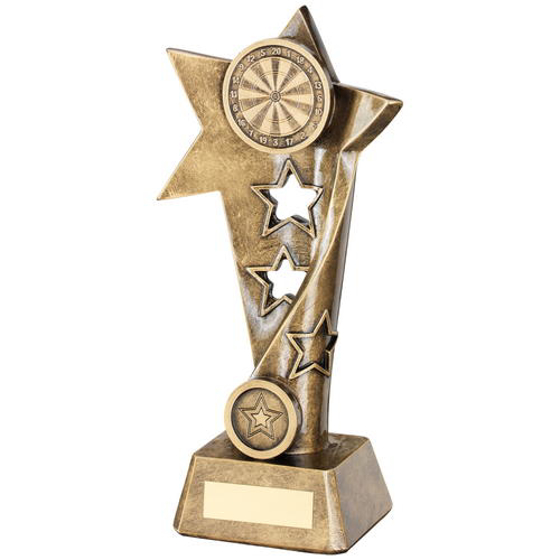 Brz/gold Darts Twisted Star Column Trophy -  (1in Centre) 10.25in (260mm)