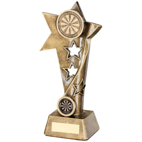 Brz/gold Darts Twisted Star Column Trophy -  (1in Centre) 9in (229mm)