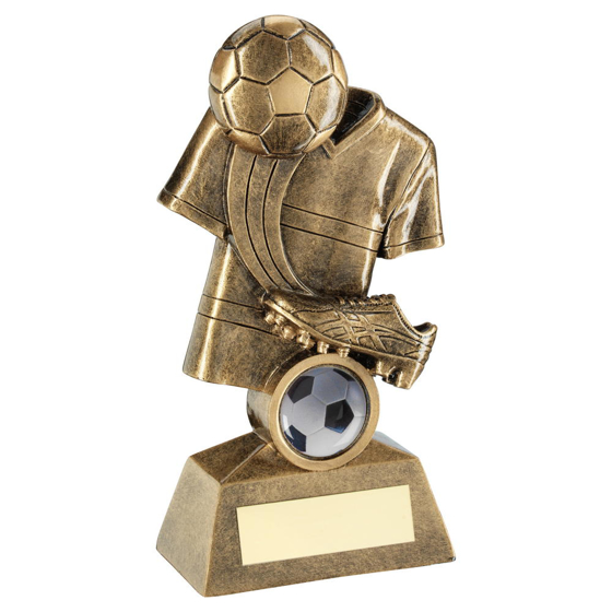 Brz/gold Football And Boot On Shirt Backdrop Trophy (1in Centre) - 6in (152mm)