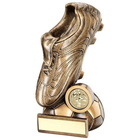 Brz/gold Football Boot On Half Ball Base Trophy - (1in Centre) 6.5in (165mm)