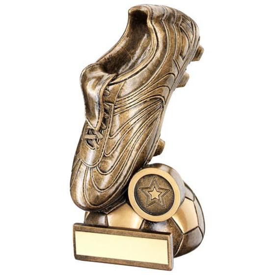 Brz/gold Football Boot On Half Ball Base Trophy - (1in Centre) 7.5in (191mm)