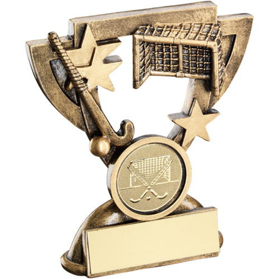 Brz/gold Hockey Mini Cup Trophy - (1in Centre) 4.25in (108mm)