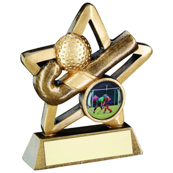 Brz/gold Hockey Mini Star Trophy - (1in Centre) 4.25in (108mm)