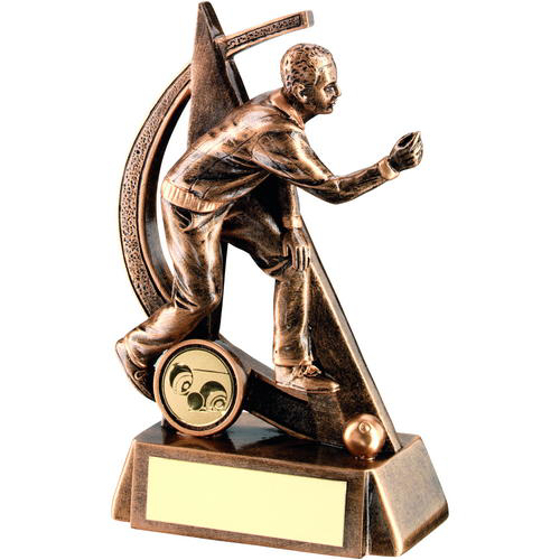 Brz/gold Male Lawn Bowls Geo Figure Trophy - (1in Centre) 6.5in (165mm)