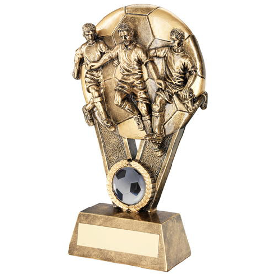Brz/gold Male Multi Footballer On Ball Trophy (1in Centre) - 7in (178mm)
