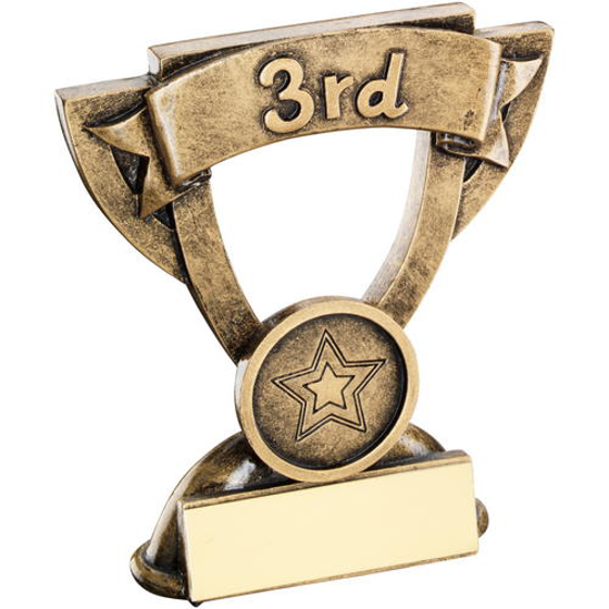 Brz/gold Mini Cup Position Trophy - '3rd' (1in Cen) 3.75in (95mm)