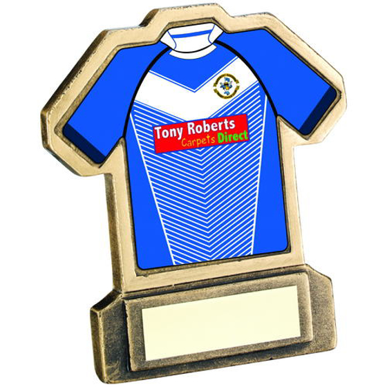 Brz/gold Resin Rugby Shirt Trophy - (shirt C) 4.5in (114mm)