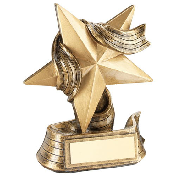 Brz/gold Star And Ribbon Award Trophy -       5.5in (140mm)