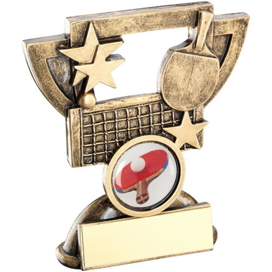 Brz/gold Table Tennis Mini Cup Trophy - (1in Centre) 4.25in (108mm)