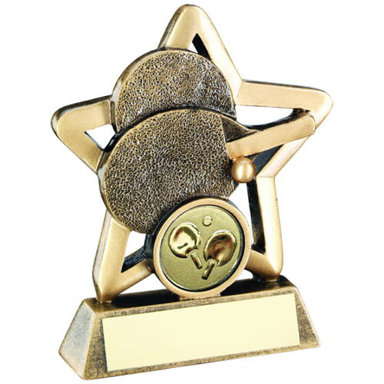 Brz/gold Table Tennis Mini Star Trophy - (1in Centre) 4.25in (108mm)