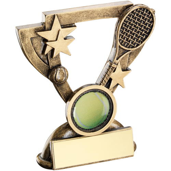 Brz/gold Tennis Mini Cup Trophy - (1in Centre) 4.25in (108mm)