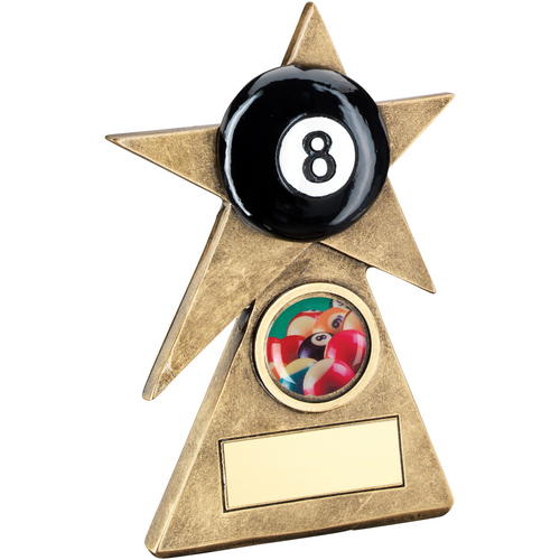 Brz/gold/black Pool Star On Pyramid Base Trophy - (1in Centre) - 5in (127mm)