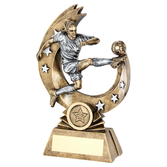 Brz/pew Female 'flying Volley' Figure With Silver Stars Trophy (1in Centre) - 9. (235mm)