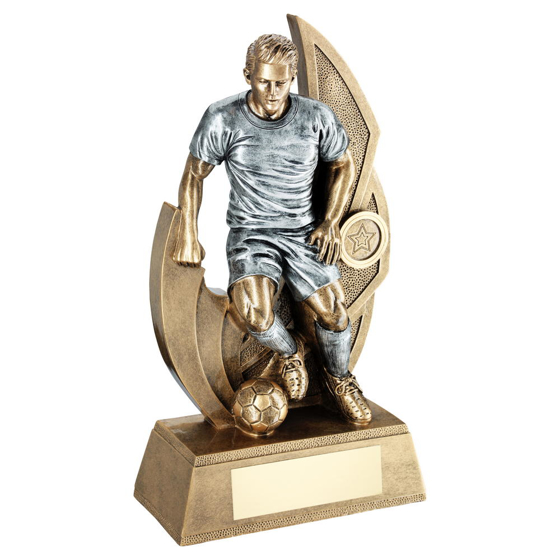 Brz/pew Male Football Figure On Backdrop Trophy (1in Centre) - 7.25in (184mm)
