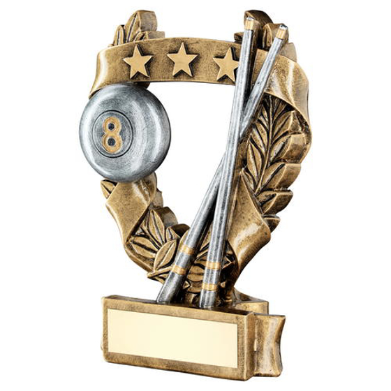 Brz/pew/gold Pool 3 Star Wreath Award Trophy - 7.5in (191mm)