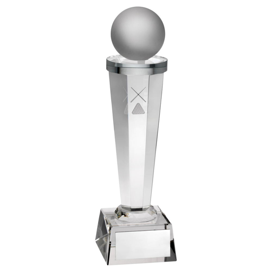 Clear Glass Column With Lasered Pool/snooker Image Trophy - 10.5in (267mm)