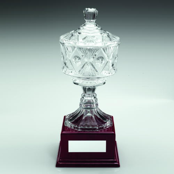 Clear Glass Cup On Wood Base Trophy - 13.25in (337mm)