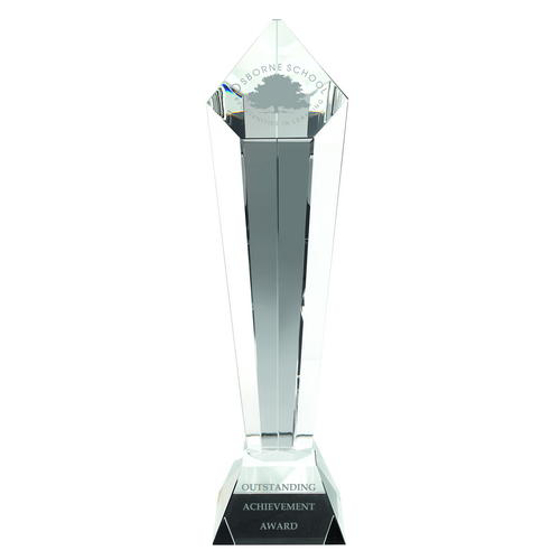 Clear Glass Pentagon Column On Base - 16.75in (425mm)