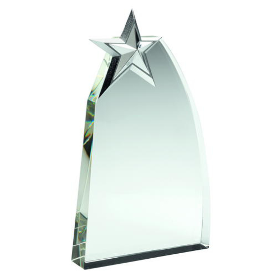 Clear Glass Wedge With Detailed Metal Star - 9.5in (241mm)