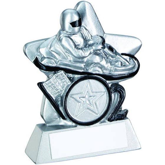 Go Kart Mini Star Trophy (1in Centre) - Silver/black 3.75in (95mm)