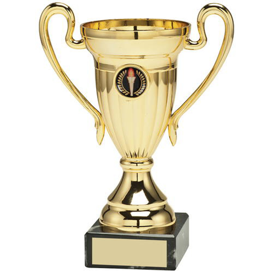 Gold Plastic Lined Cup Trophy - (1in Centre)     6.25in (159mm)