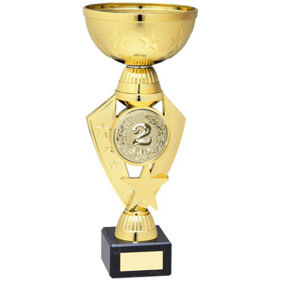 Gold Total Plastic Star Trophy - (2in Centre)  9.75in (248mm)