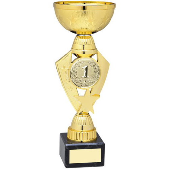 Gold Total Plastic Star Trophy - (2in Centre) 10.25in (260mm)