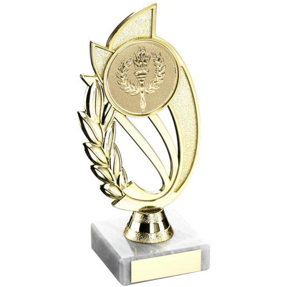 Gold/matt Silver Plastic Holder On Marble Trophy - (2in Centre) 9in (229mm)