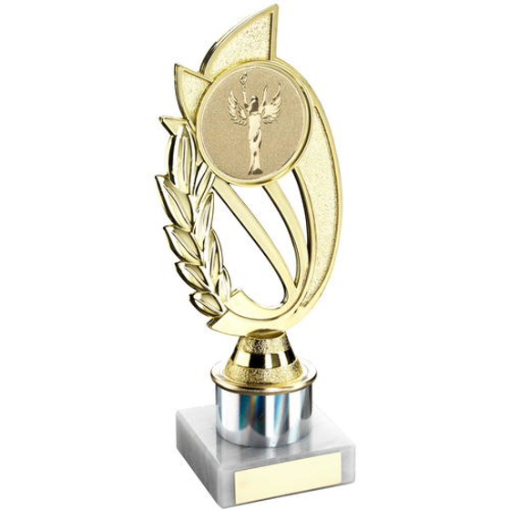 Gold/silver Plastic Holder On Marble Trophy - (2in Centre) 8in (203mm)