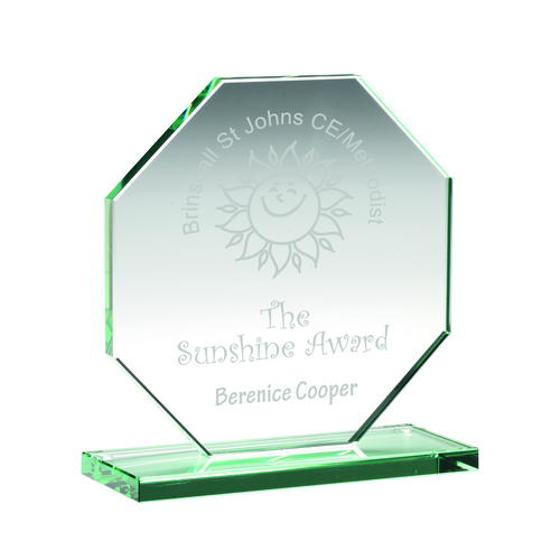 Jade Glass Octagon Plaque (10mm Thick) -        6.25in (159mm)