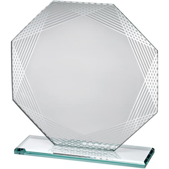 Jade Glass Octagon With Silver Lined Edges - 8.75in (222mm)